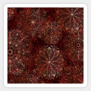 Gold and Red Boho Floral Mandala Magnet